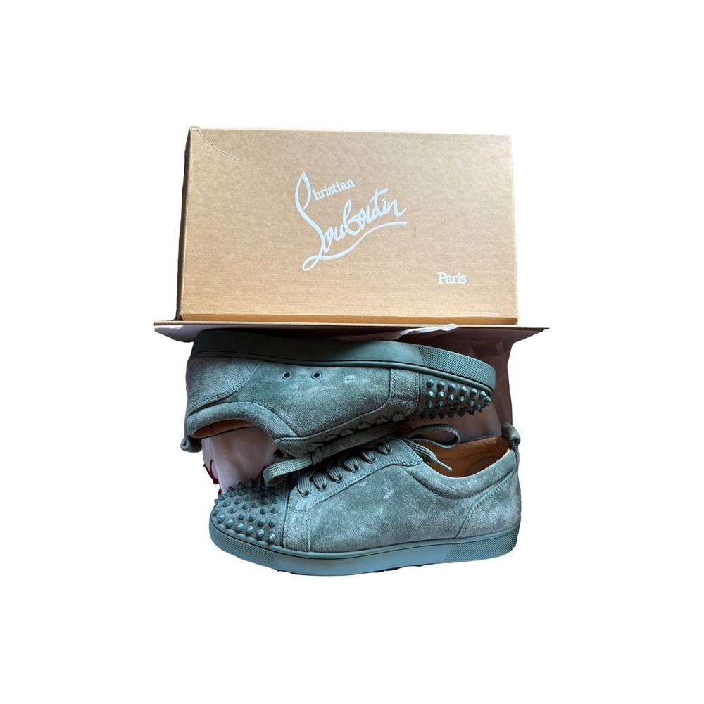 Christian Louboutin Louis Junior Spikes Suede Green Sneakers Men's